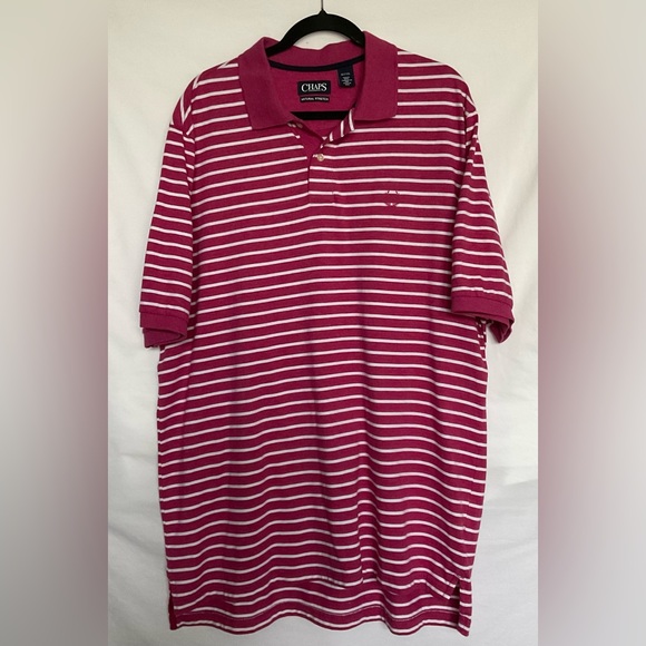 Chaps Pink and White Polo Shirt with Classic Stripes - Picture 1 of 4